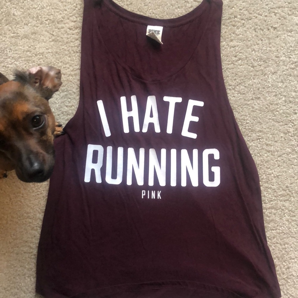 PINK I hate running workout top